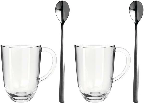 Leonardo 2 Latte Macchiato Tassen NAPOLI 380 Ml + 2 Löffel