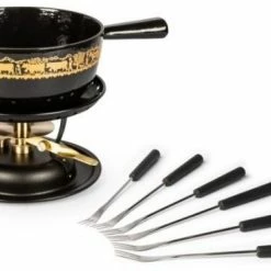 Stöckli Käsefonduegarnitur Alpaufzug Classic, Schwarz